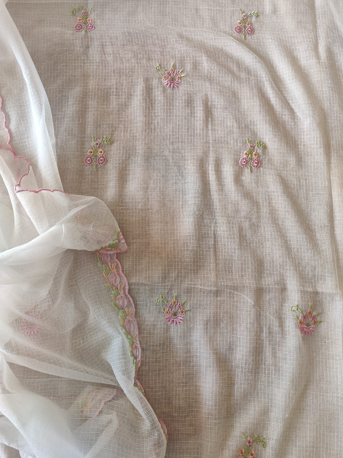 Manually Embroidered Pure Cotton Kota by Kota Salwars by Ikhtirah - Image 4
