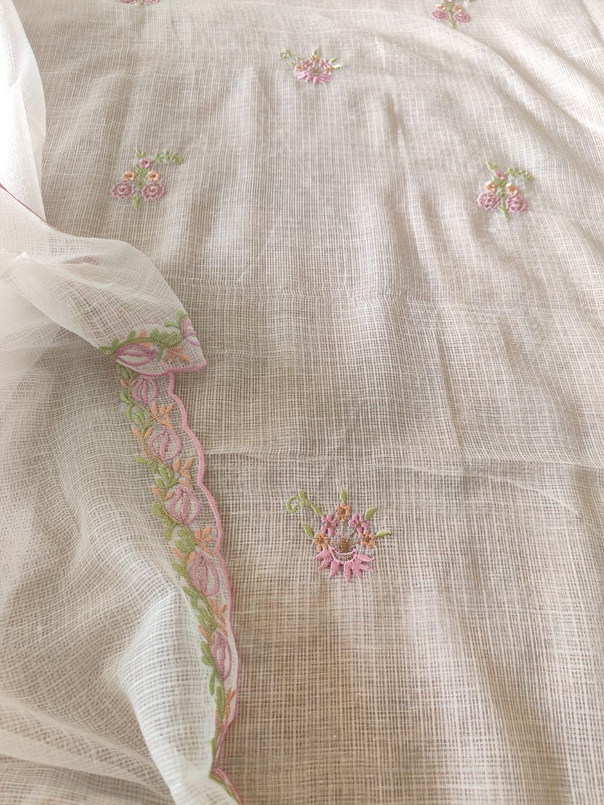 Manually Embroidered Pure Cotton Kota by Kota Salwars by Ikhtirah - Image 5