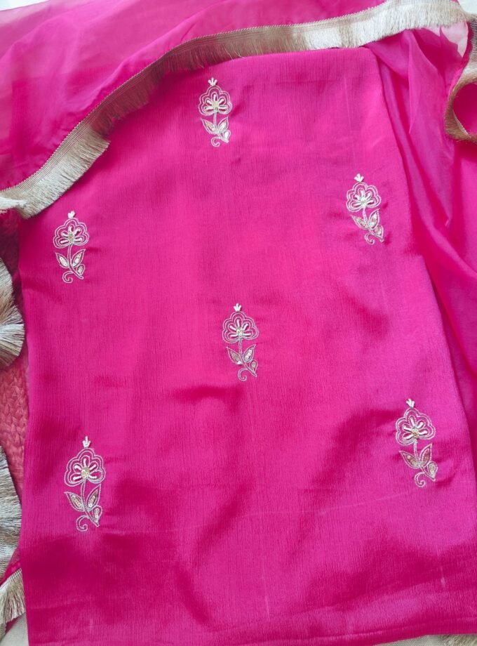Hand Embroidered Aari worked Chinnon Salwar by Ikhtirah