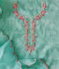 Hand Embroidered Kota Salwars by Ikhtirah (Rama Green)