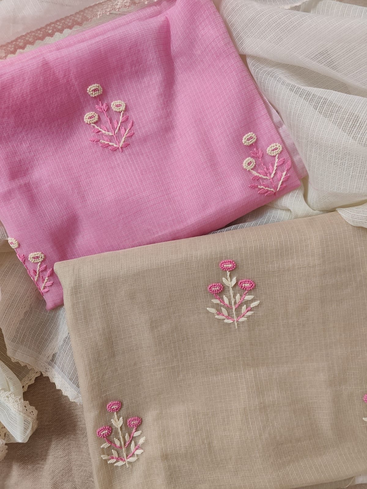 Hand Embroidered Kota Salwars by Ikhtirah (Pink) - Image 3