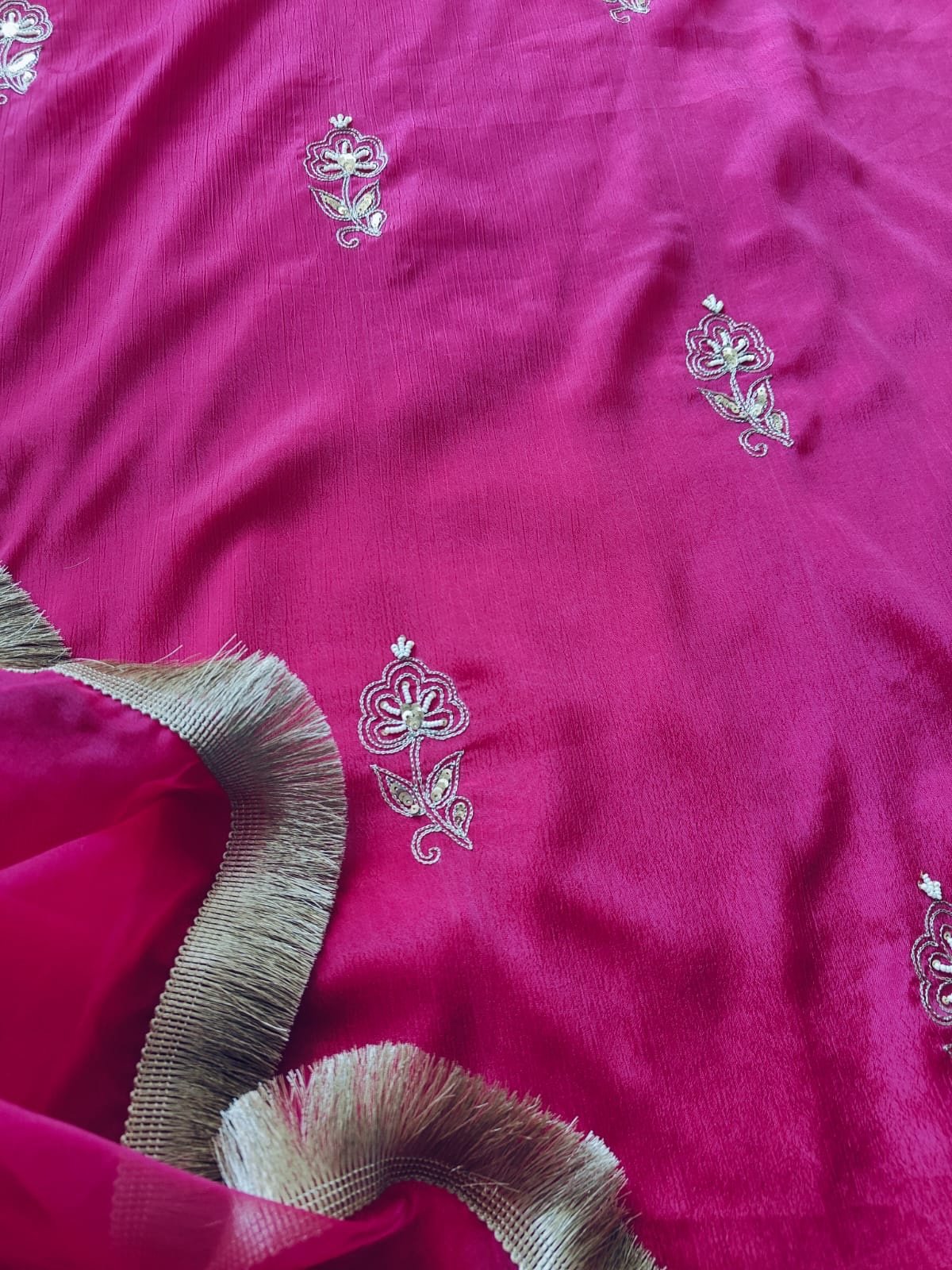 Hand Embroidered Aari worked Chinnon Salwar by Ikhtirah - Image 5