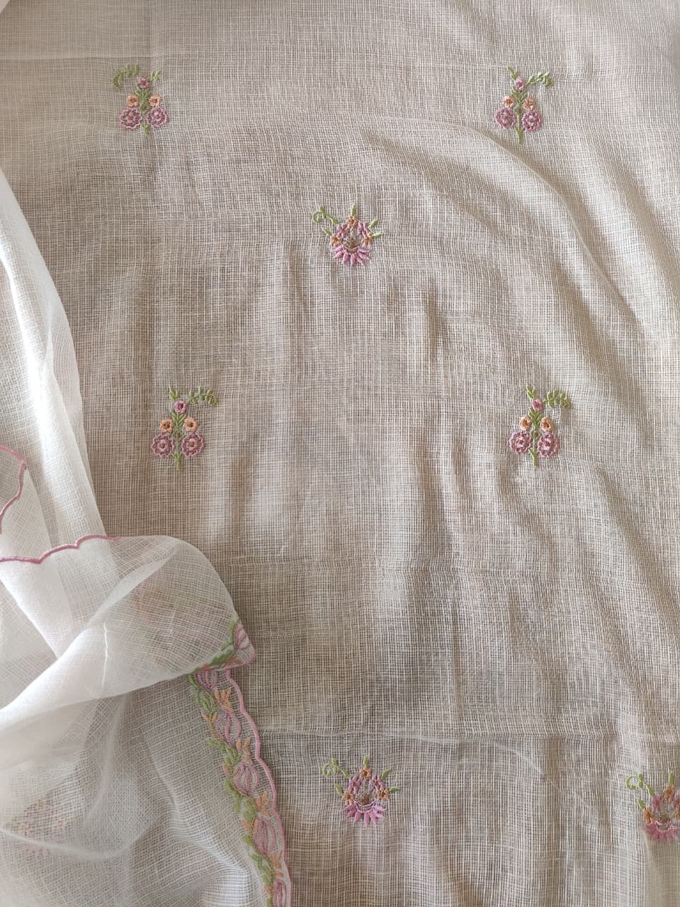 Manually Embroidered Pure Cotton Kota by Kota Salwars by Ikhtirah - Image 3
