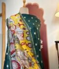 Pure Chanderi Silk Zari Woven Salwars with Exclusive Digitally Printed Dupattas by Ikhtirah
