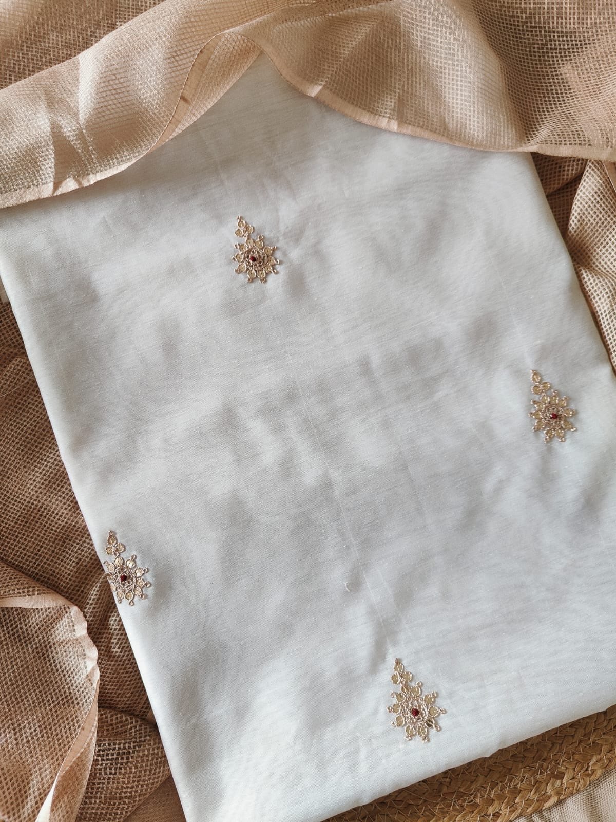 Hand Marodi Embroidered Chanderi Cotton Salwar with Moonga Cotton Duppatta by Ikhtirah - Image 6