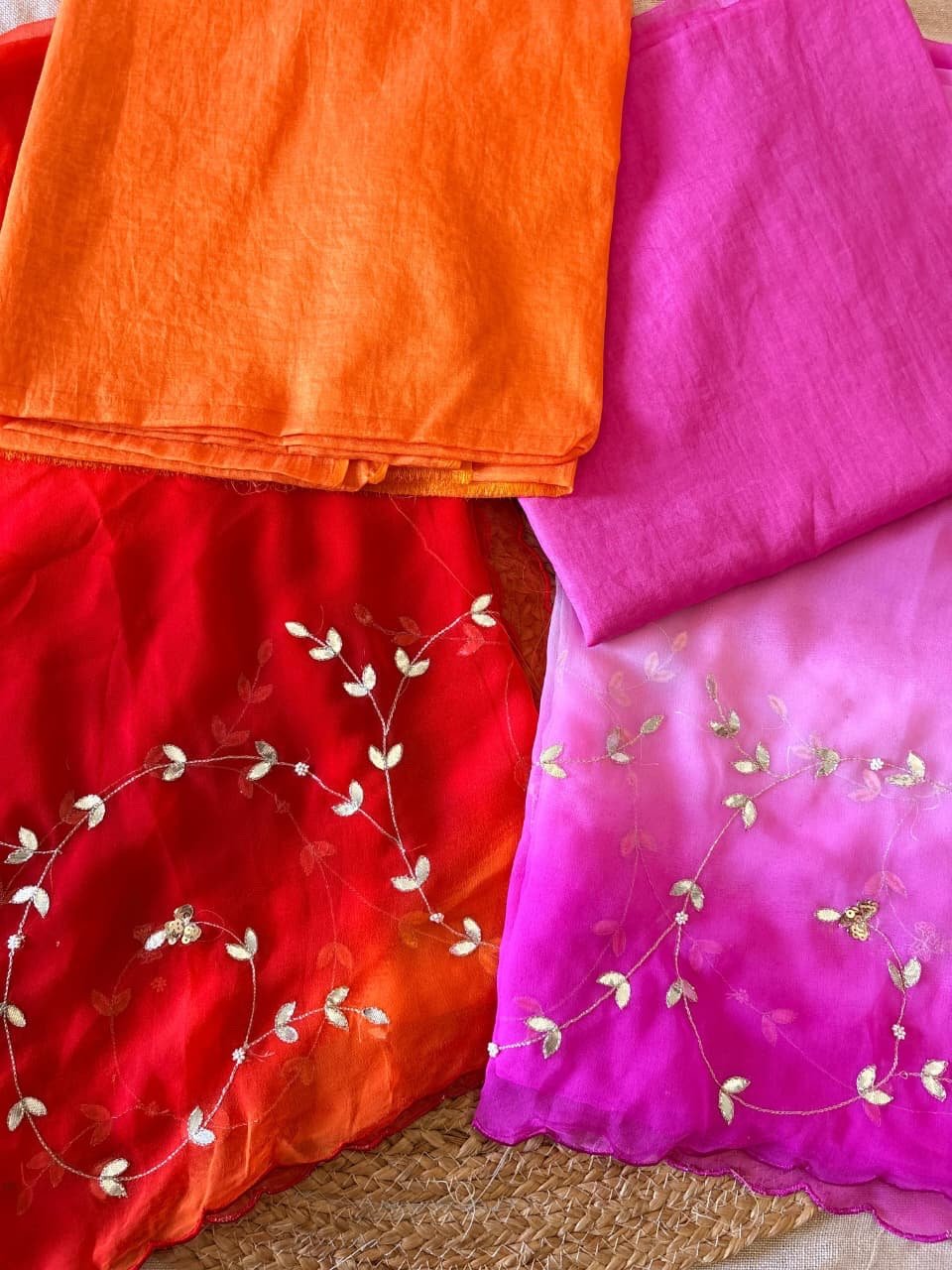 Hand Gota & Aari Embroidered Mul Chanderi-Gorgette Salwar by Ikhtirah - Image 4