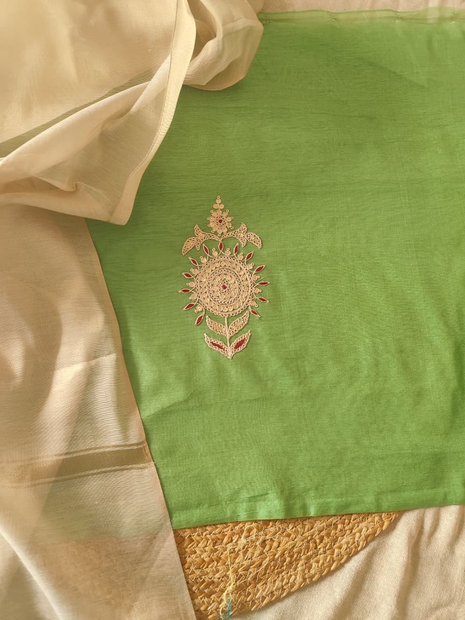 Hand Marodi Embroidered Chanderi Cotton Salwar by Ikhtirah - Image 5