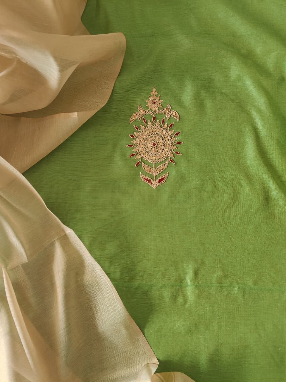 Hand Marodi Embroidered Chanderi Cotton Salwar by Ikhtirah - Image 4