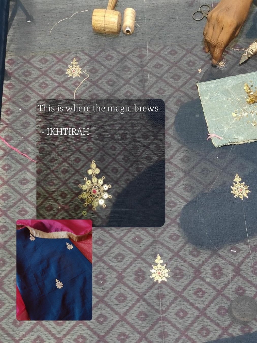 Hand Marodi Embroidered Chanderi Cotton Salwar with Organza Duppatta by Ikhtirah - Image 2