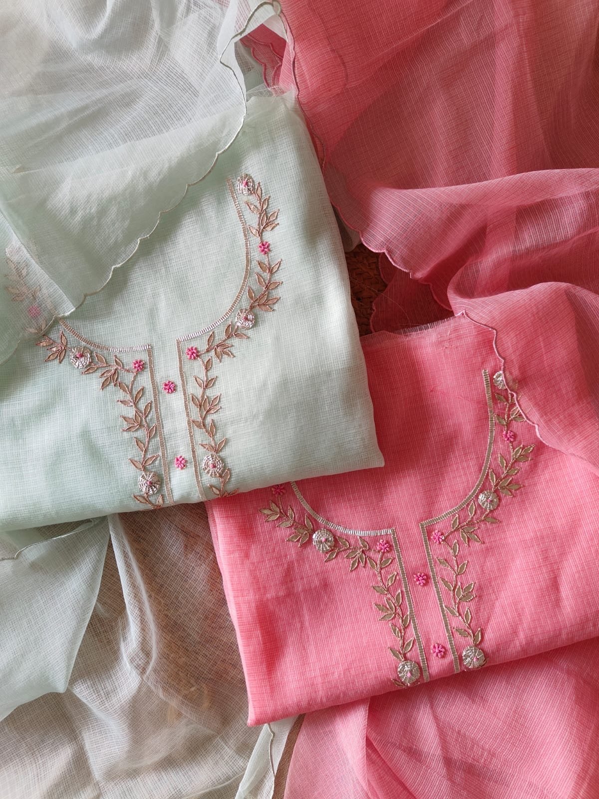 Hand Katcha Gota Embroidered Kota by Kota Salwars by Ikhtirah - Image 7