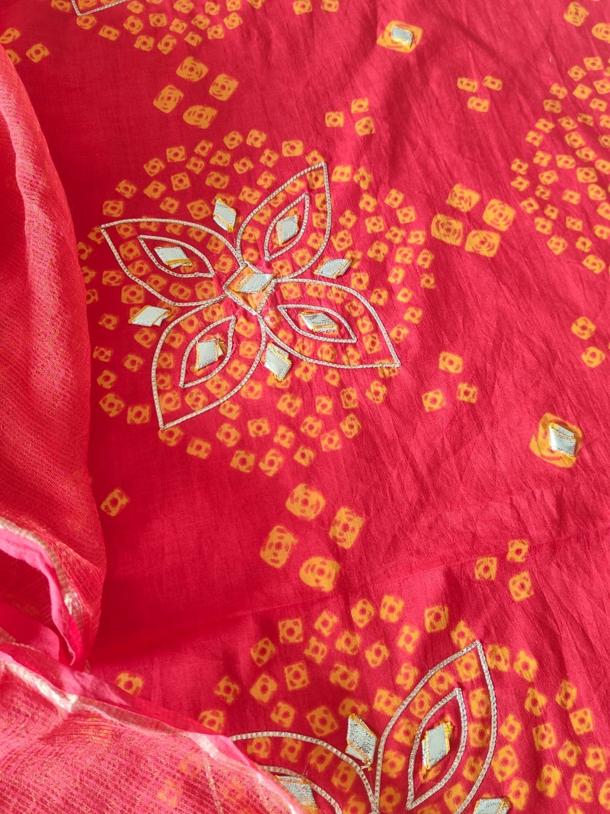 Pure Cotton Bandhni Printed Hand Gota Worked Salwars by Ikhtirah - Image 6