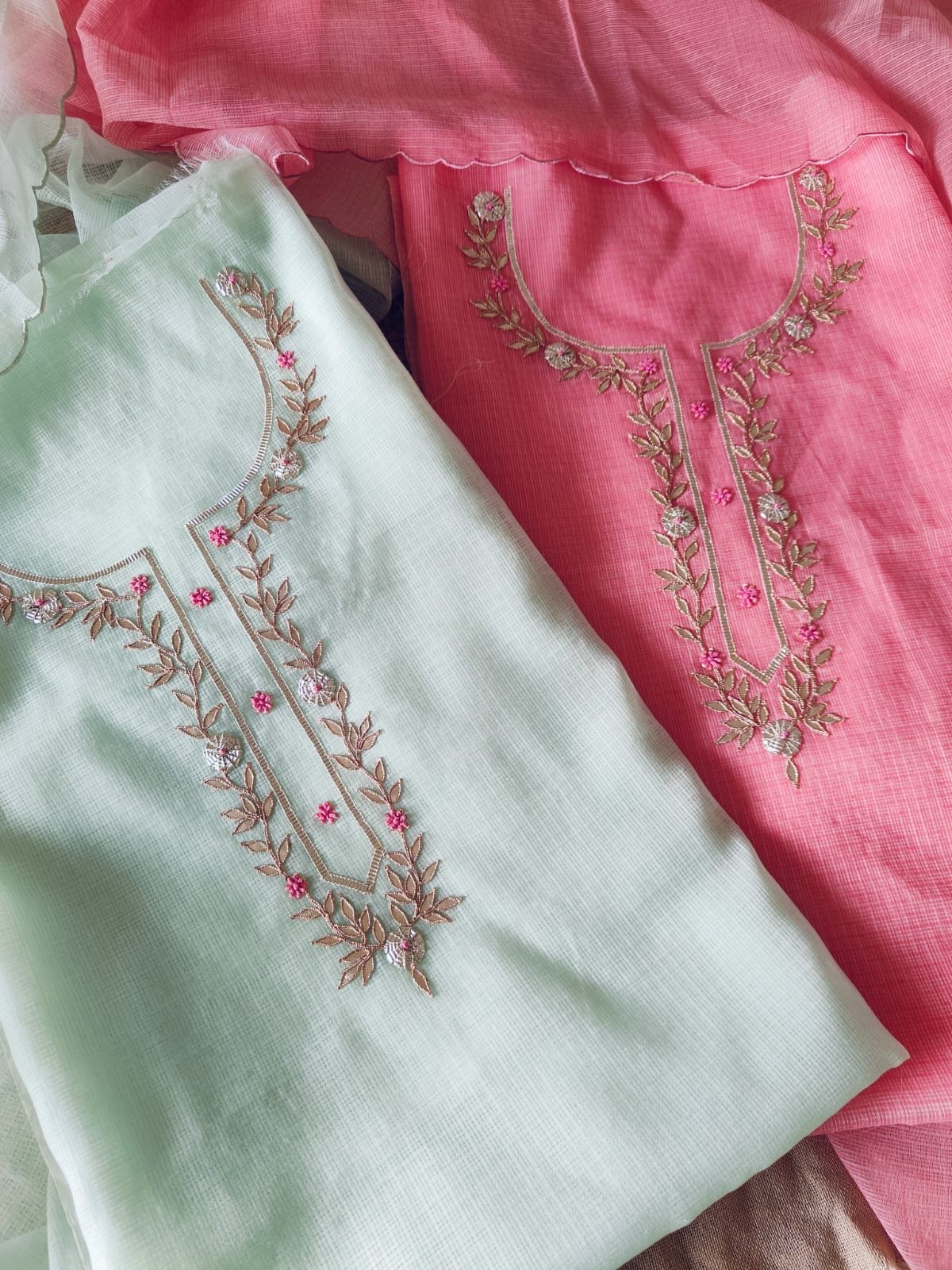 Hand Katcha Gota Embroidered Kota by Kota Salwars by Ikhtirah - Image 6