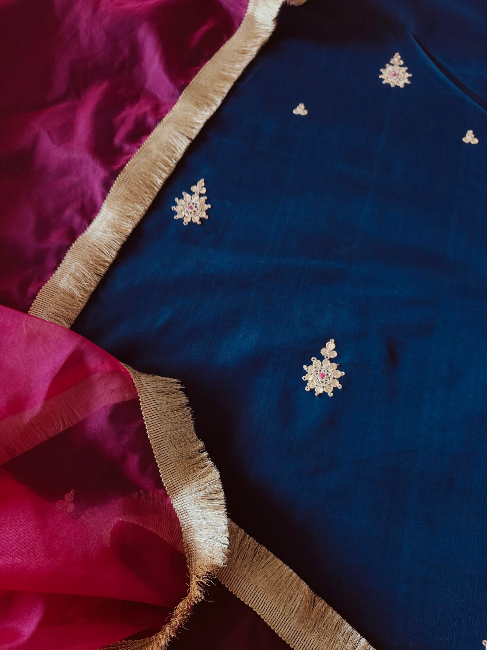 Hand Marodi Embroidered Chanderi Cotton Salwar with Organza Duppatta by Ikhtirah - Image 6