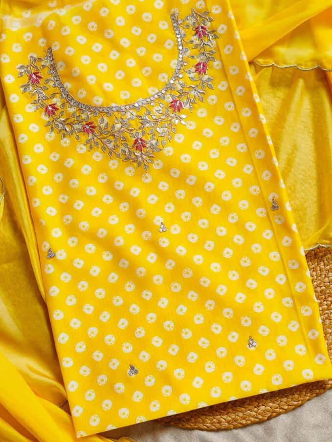 Hand Embroidered Gota worked Chanderi Salwar by Ikhtirah
