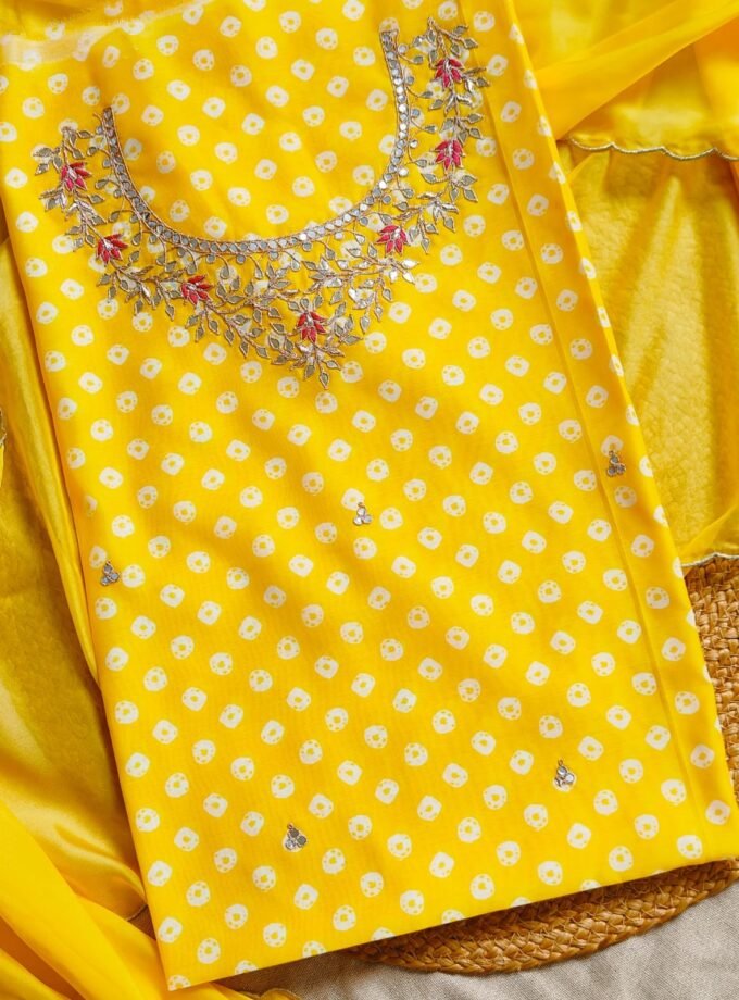 Hand Embroidered Gota worked Chanderi Salwar by Ikhtirah