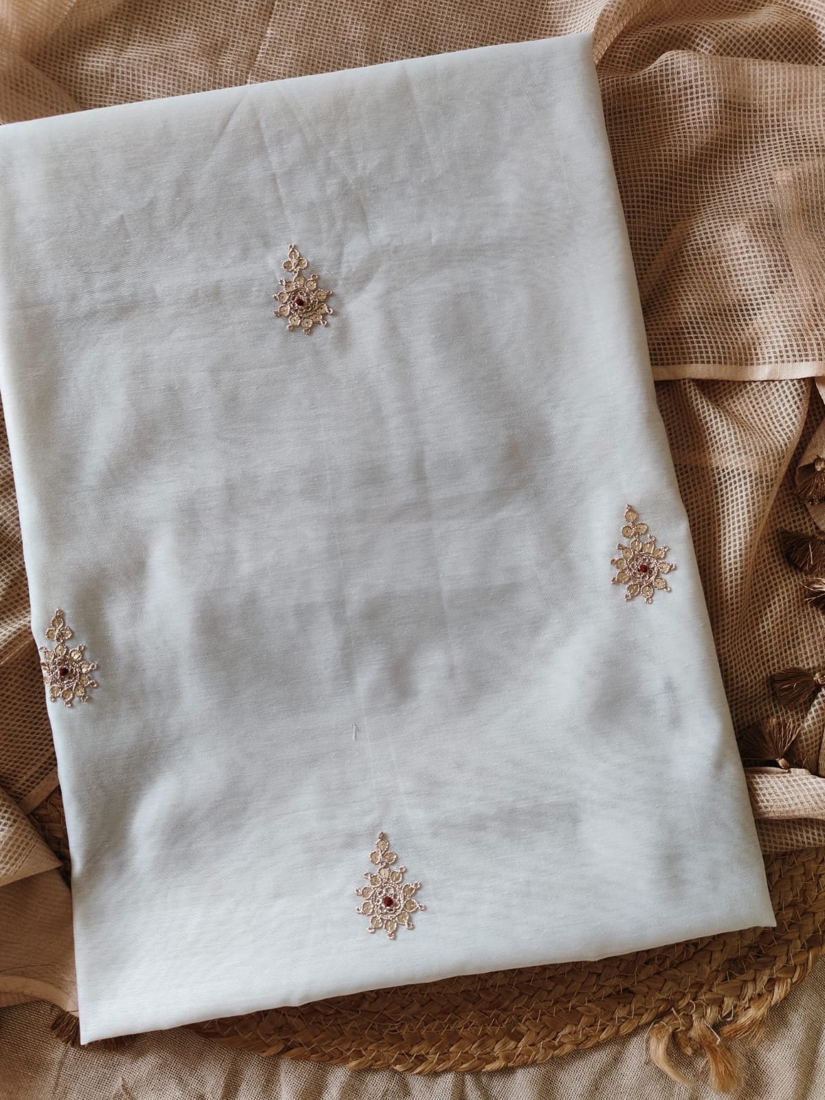 Hand Marodi Embroidered Chanderi Cotton Salwar with Moonga Cotton Duppatta by Ikhtirah - Image 3