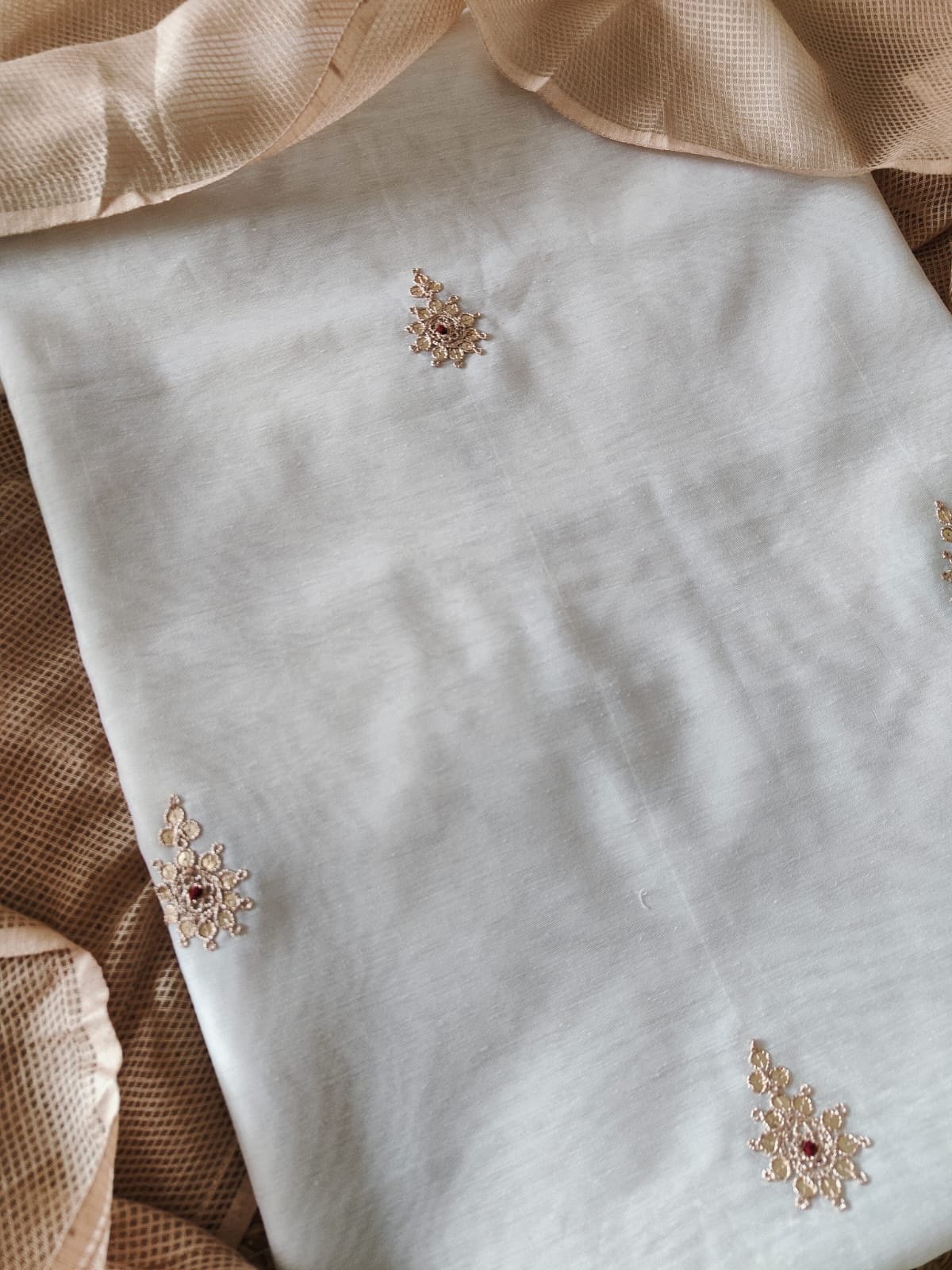 Hand Marodi Embroidered Chanderi Cotton Salwar with Moonga Cotton Duppatta by Ikhtirah - Image 5