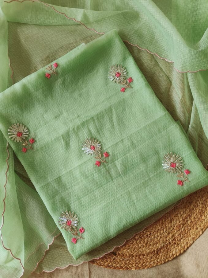Hand Katcha Gota Embroidered Kota by Kota Salwars by Ikhtirah