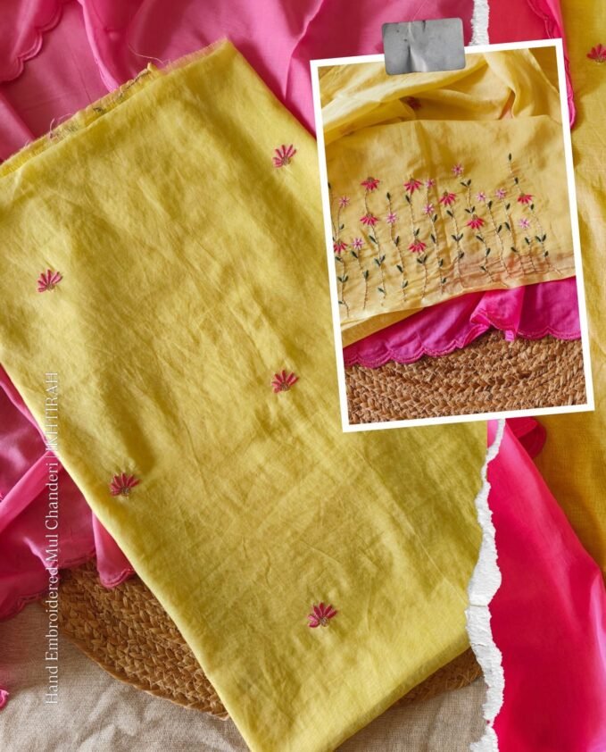 Hand Embroidered Mul Chanderi Salwar by Ikhtirah