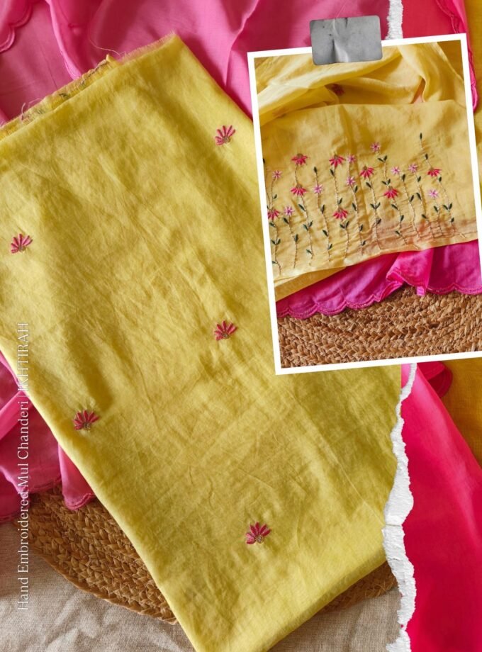 Hand Embroidered Mul Chanderi Salwar by Ikhtirah