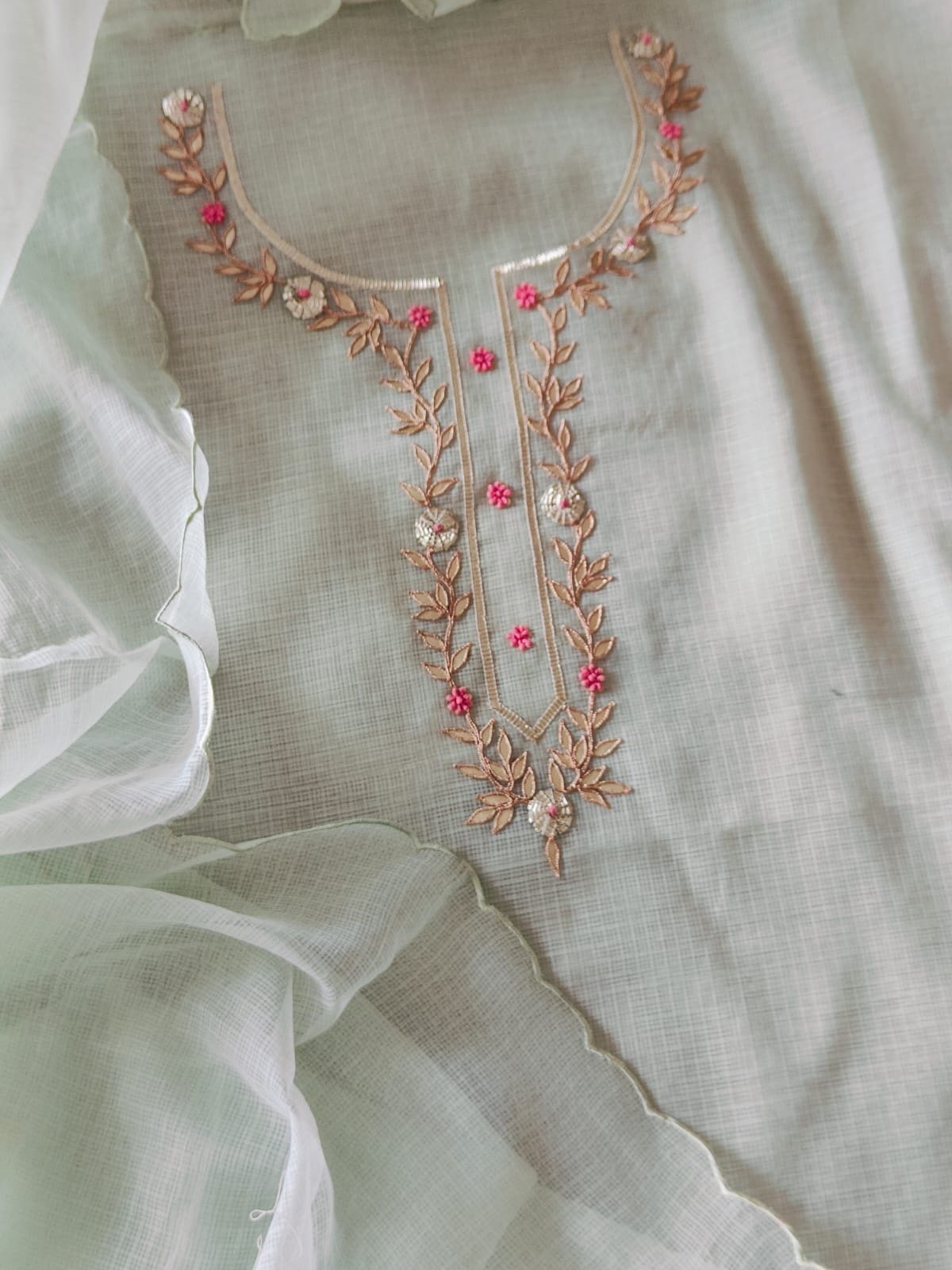 Hand Katcha Gota Embroidered Kota by Kota Salwars by Ikhtirah - Image 2