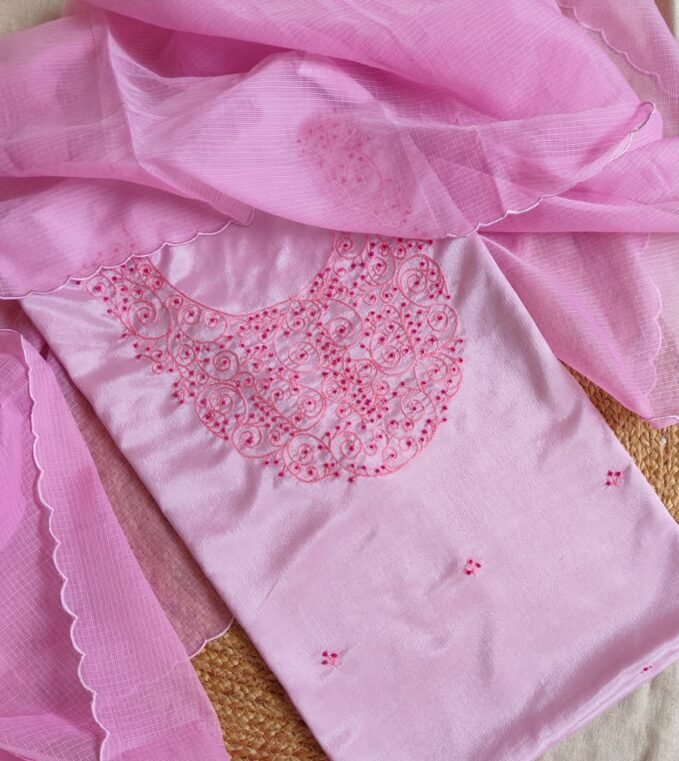 Hand Aari Embroidered Chinnon Salwar by Ikhtirah