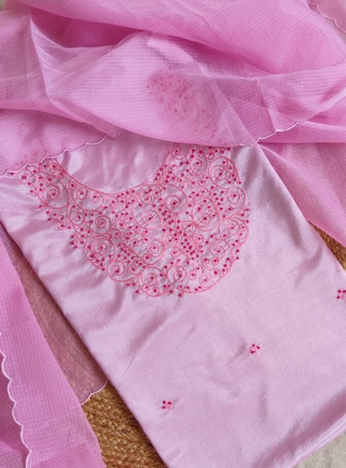 Hand Aari Embroidered Chinnon Salwar by Ikhtirah