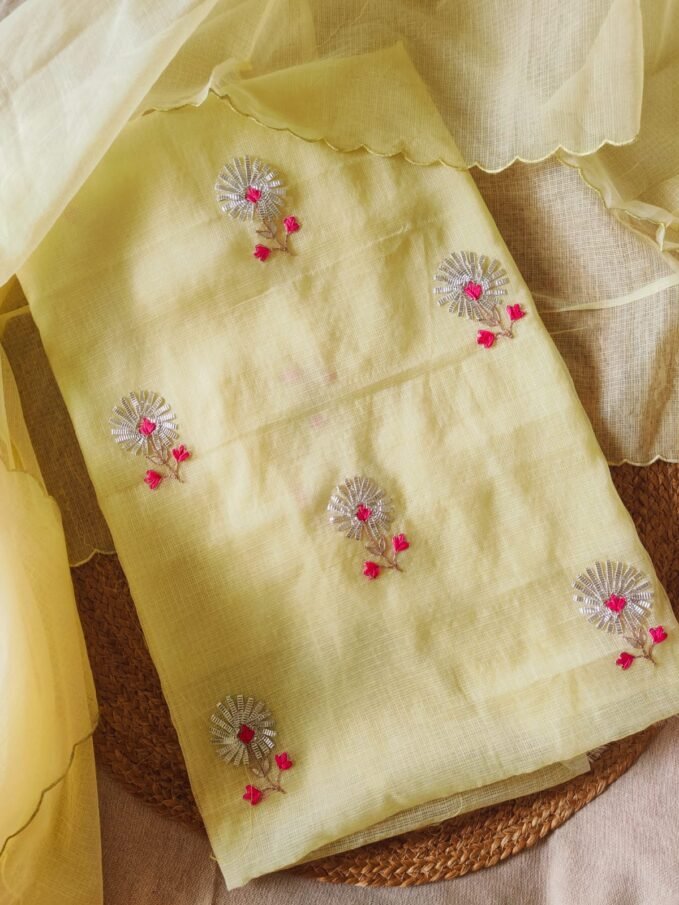 Hand Katcha Gota Embroidered Kota by Kota Salwars by Ikhtirah