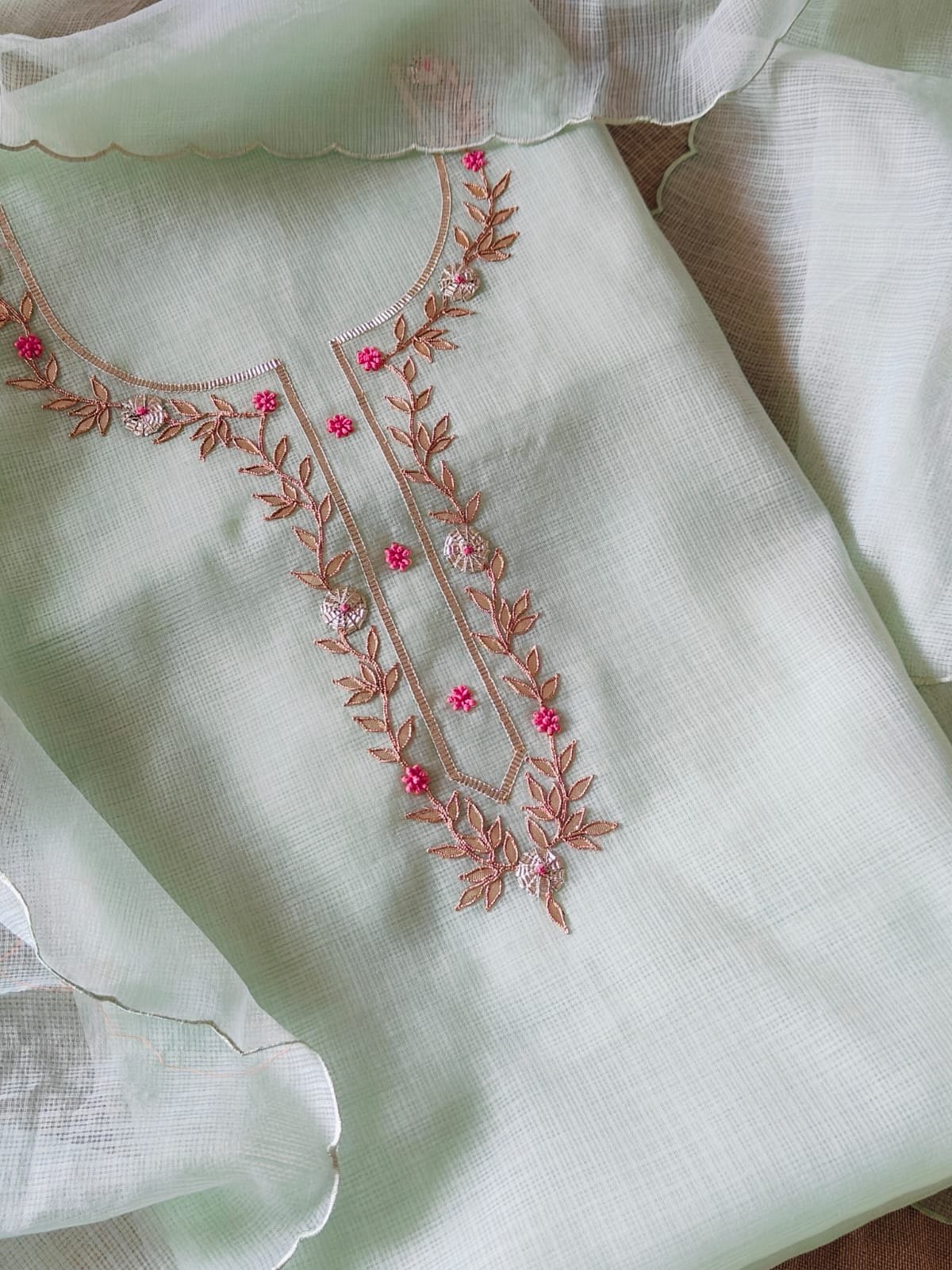 Hand Katcha Gota Embroidered Kota by Kota Salwars by Ikhtirah - Image 7