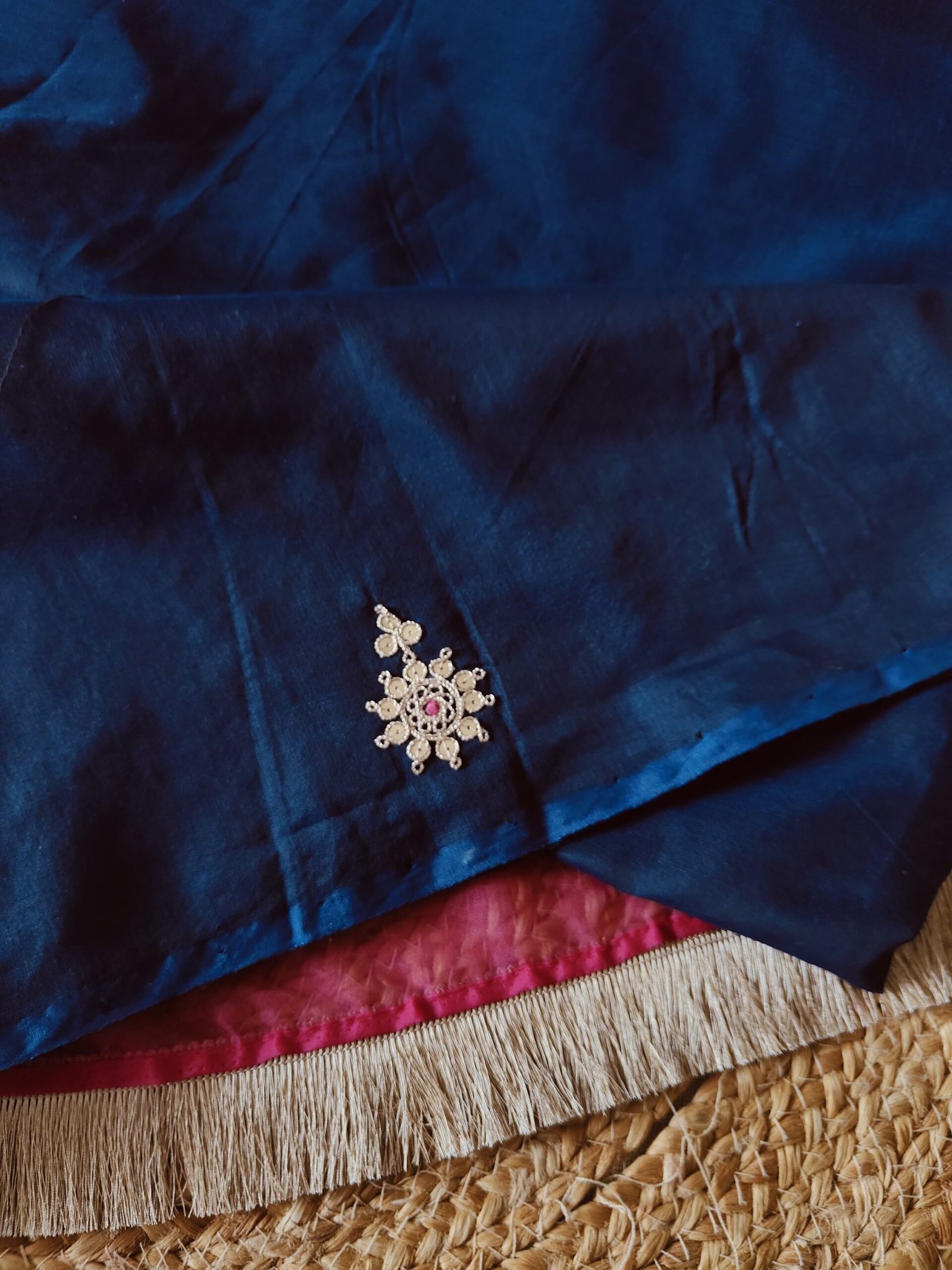 Hand Marodi Embroidered Chanderi Cotton Salwar with Organza Duppatta by Ikhtirah - Image 4