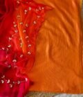 Hand Gota & Aari Embroidered Mul Chanderi-Gorgette Salwar by Ikhtirah
