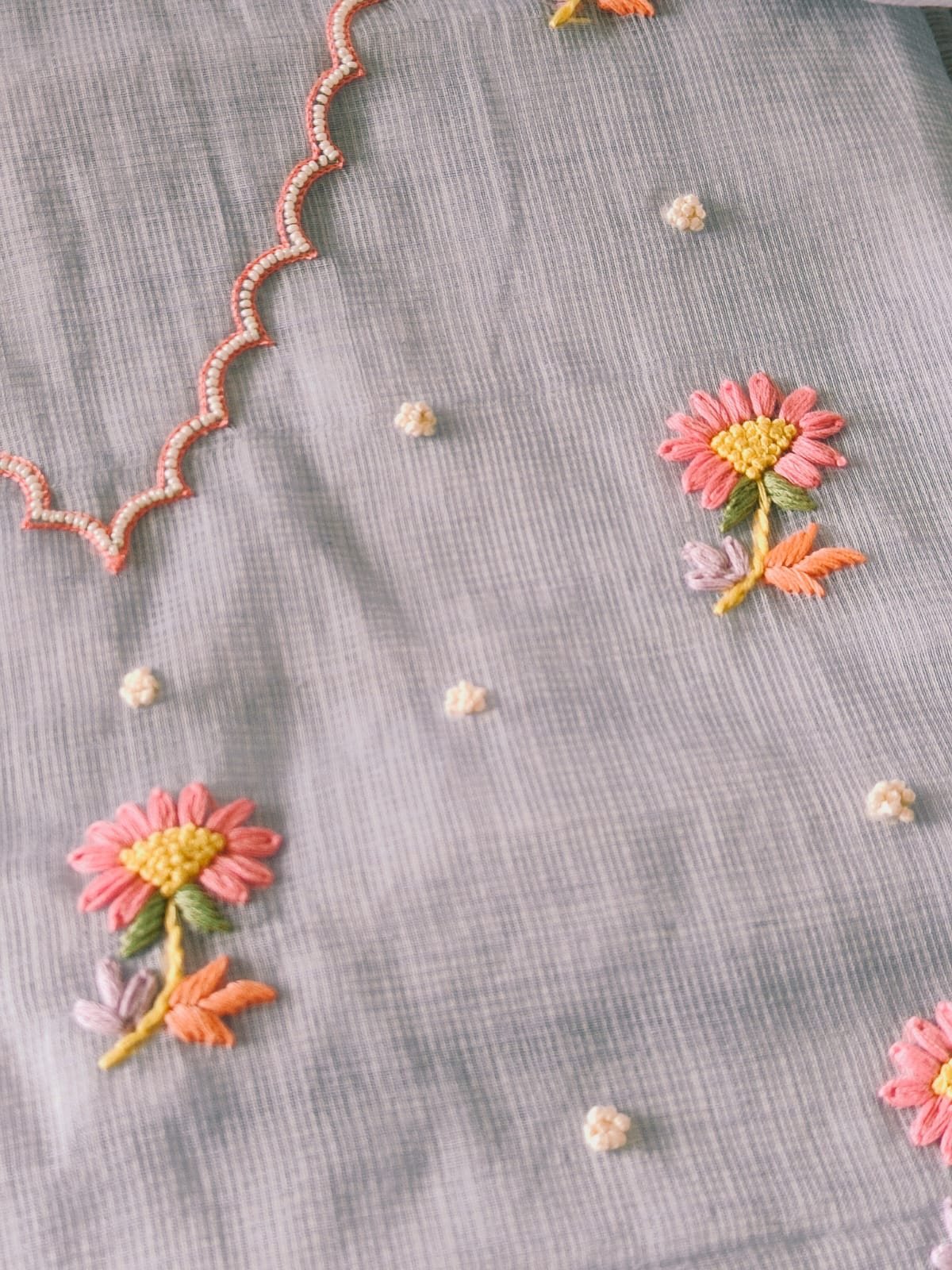 Hand Embroidered Kota by Kota Salwars by Ikhtirah (Light Lavender) - Image 2