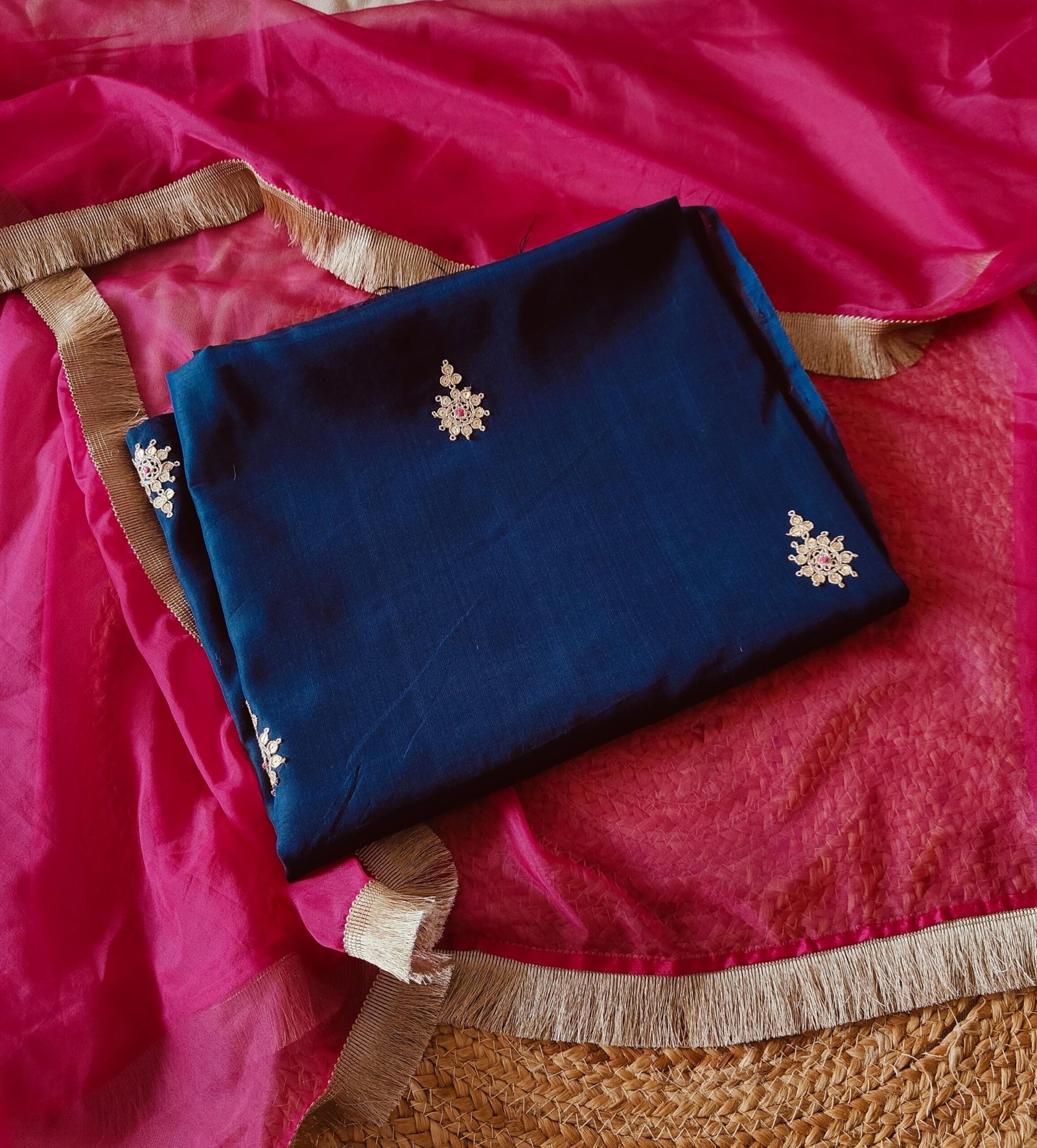 Hand Marodi Embroidered Chanderi Cotton Salwar with Organza Duppatta by Ikhtirah - Image 3