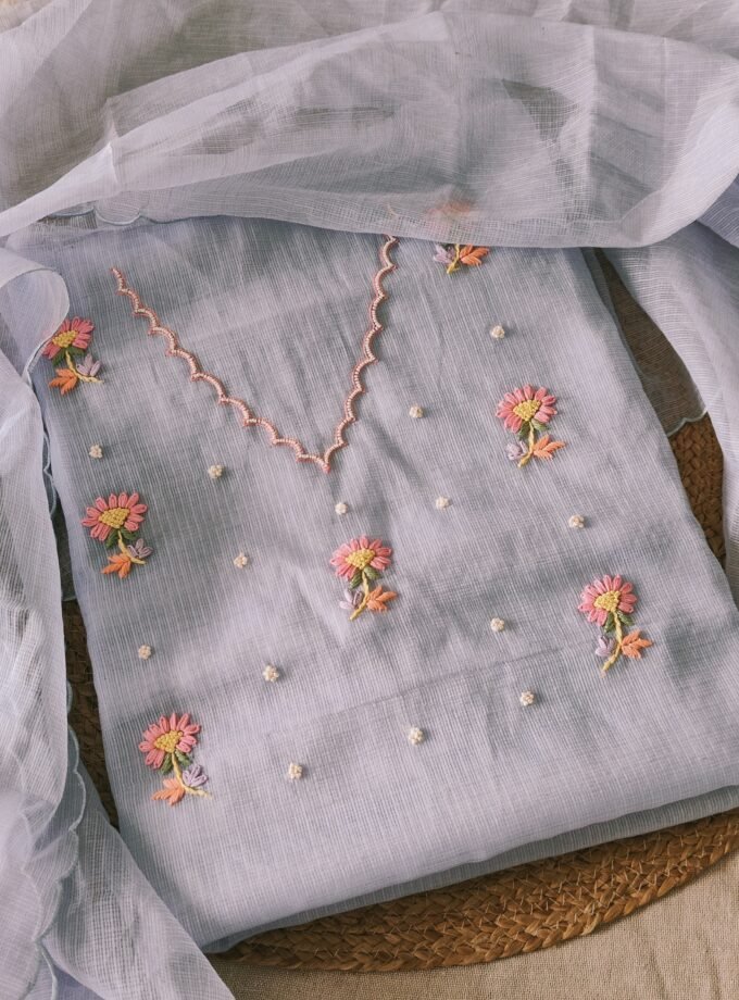 Hand Embroidered Kota by Kota Salwars by Ikhtirah (Light Lavender)