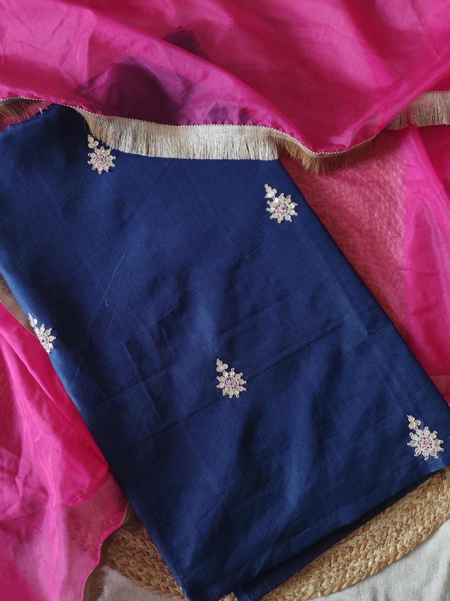 Hand Marodi Embroidered Chanderi Cotton Salwar with Organza Duppatta by Ikhtirah - Image 7