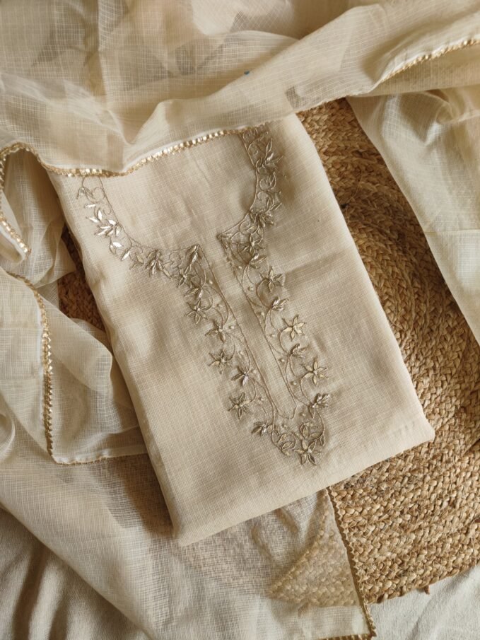 Handworked Gota Zardozi Kota Salwar (Beige)