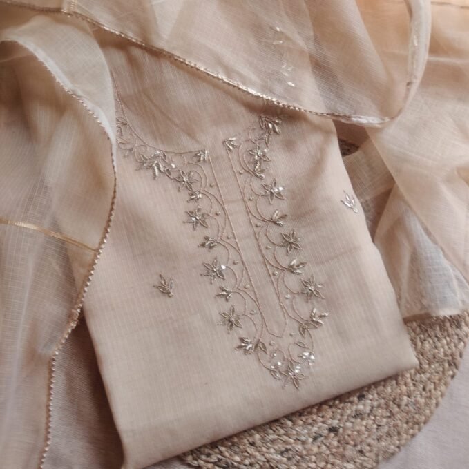 Handworked Gota Zardozi Kota Salwar (Light Beige)