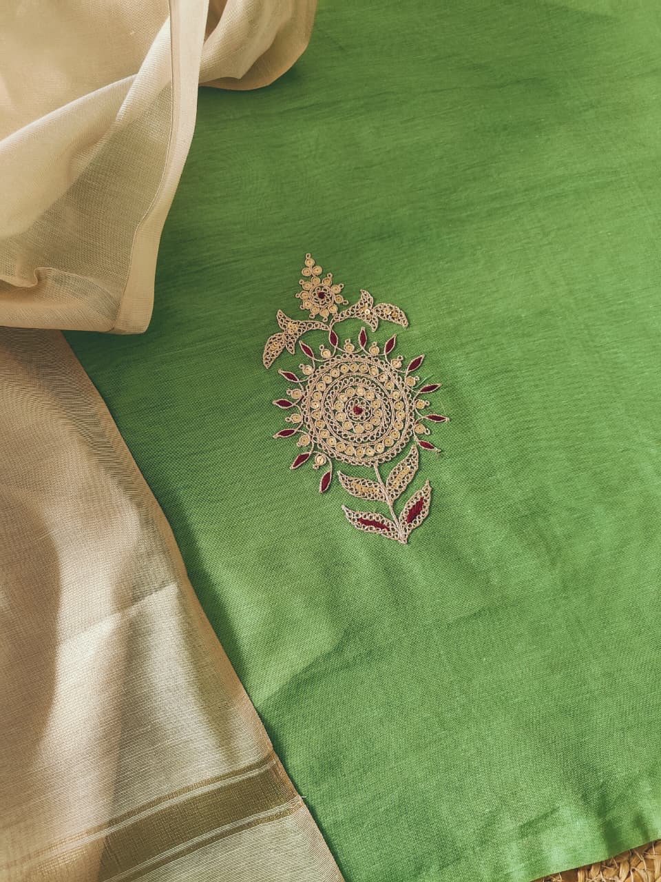 Hand Marodi Embroidered Chanderi Cotton Salwar by Ikhtirah - Image 3