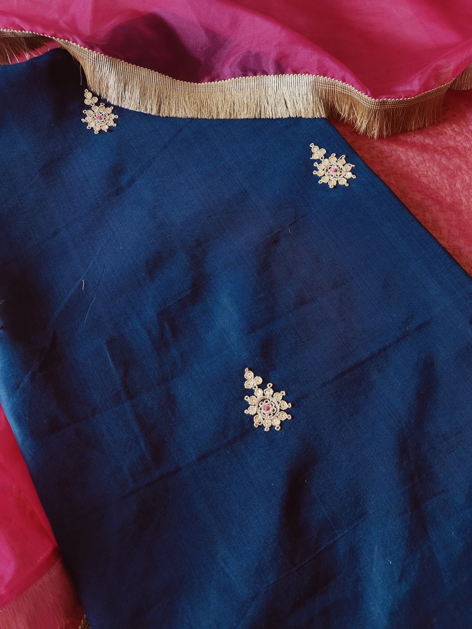 Hand Marodi Embroidered Chanderi Cotton Salwar with Organza Duppatta by Ikhtirah - Image 5