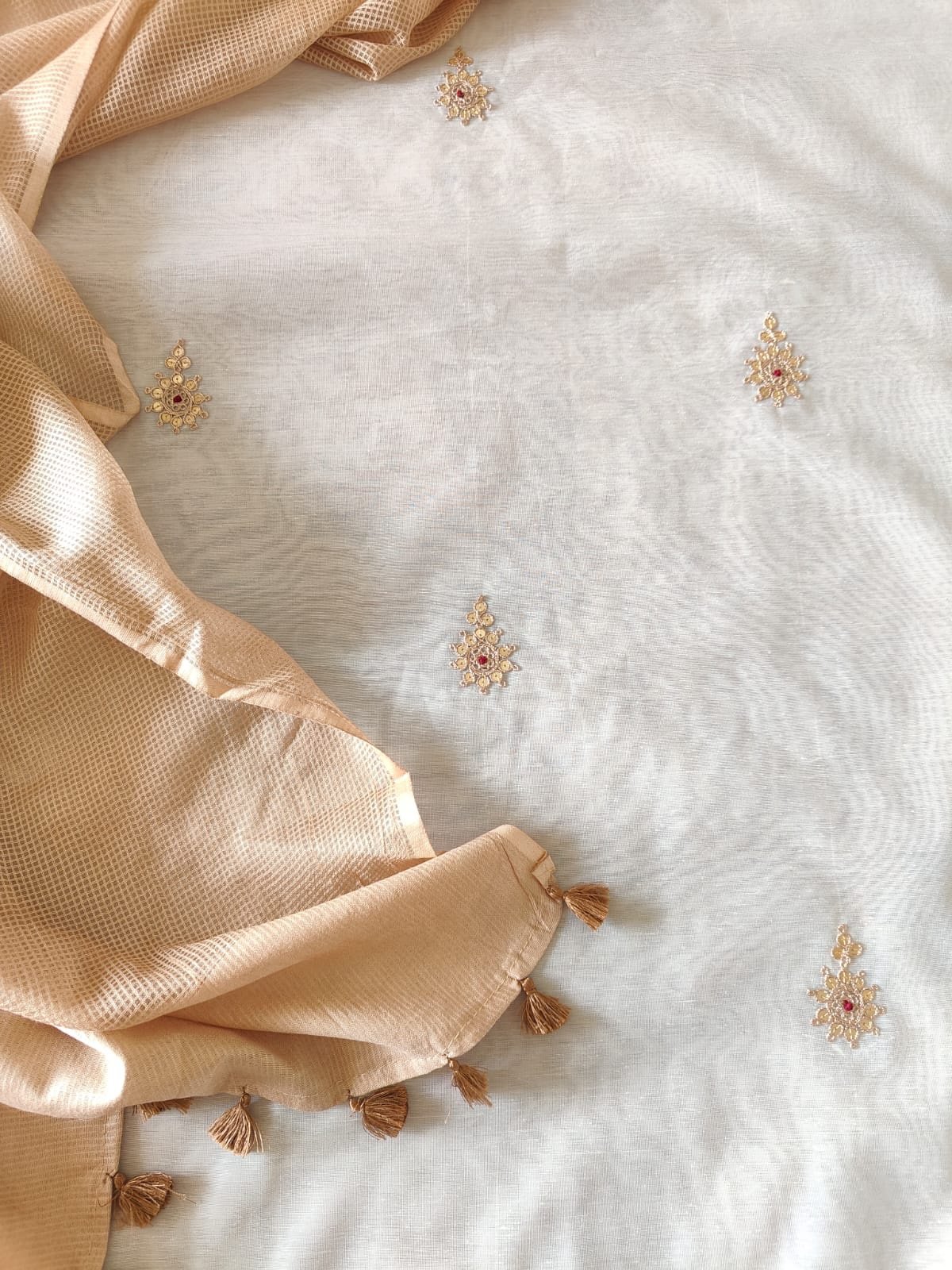 Hand Marodi Embroidered Chanderi Cotton Salwar with Moonga Cotton Duppatta by Ikhtirah - Image 2