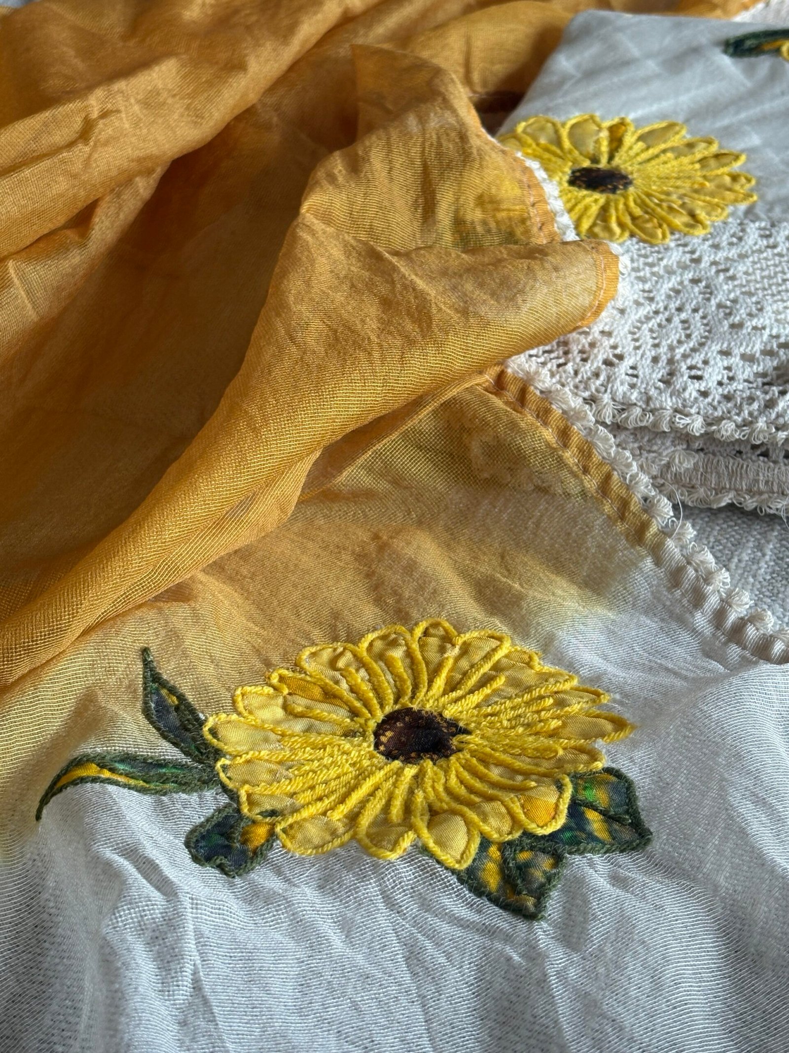 Floral Applique worked Mul Chanderi Salwars by Ikhtirah - Image 6