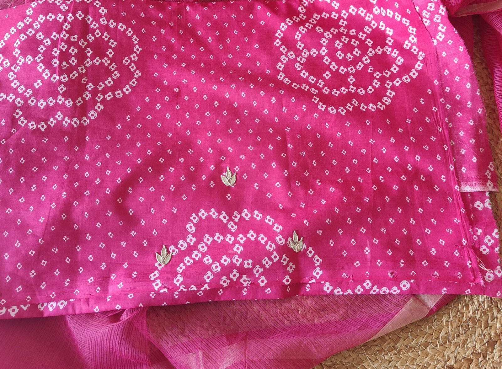 Pure Cotton Hand Gota and Moti Embroidered Salwars by Ikhtirah (Pink) - Image 3