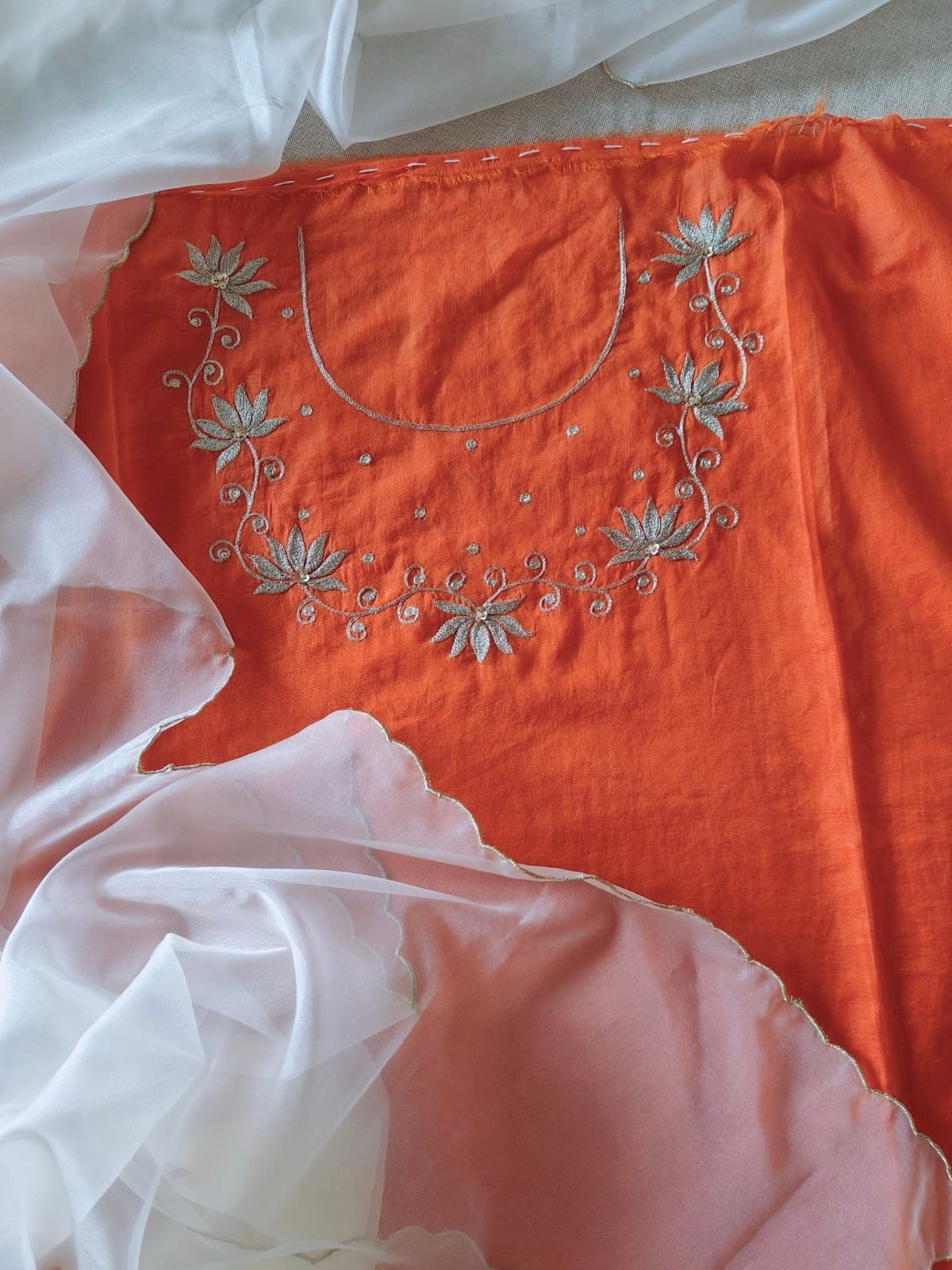 Hand Aari Embroidered Mul Chanderi Salwar by Ikhtirah - Image 3