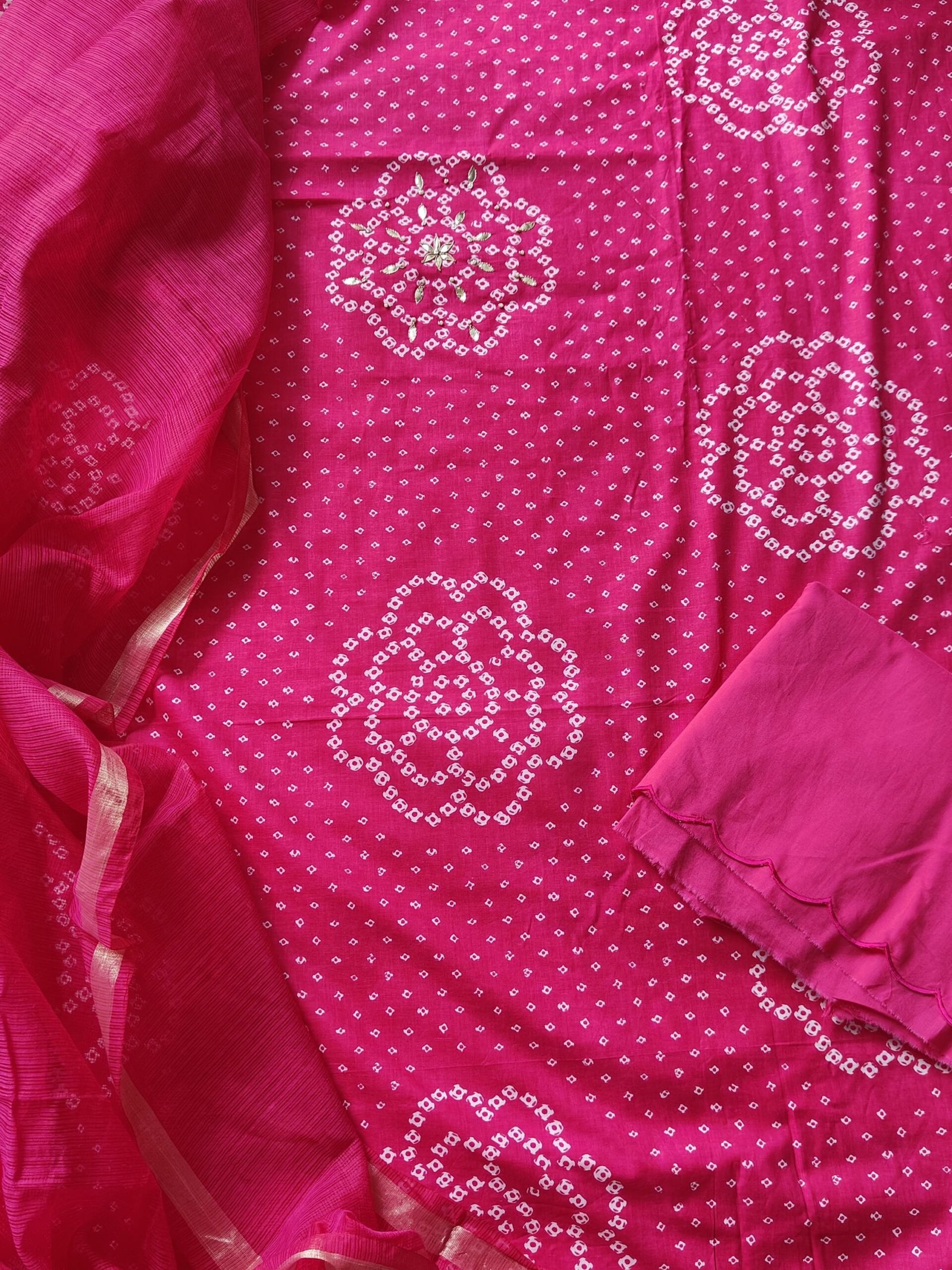 Pure Cotton Hand Gota and Moti Embroidered Salwars by Ikhtirah (Pink) - Image 5