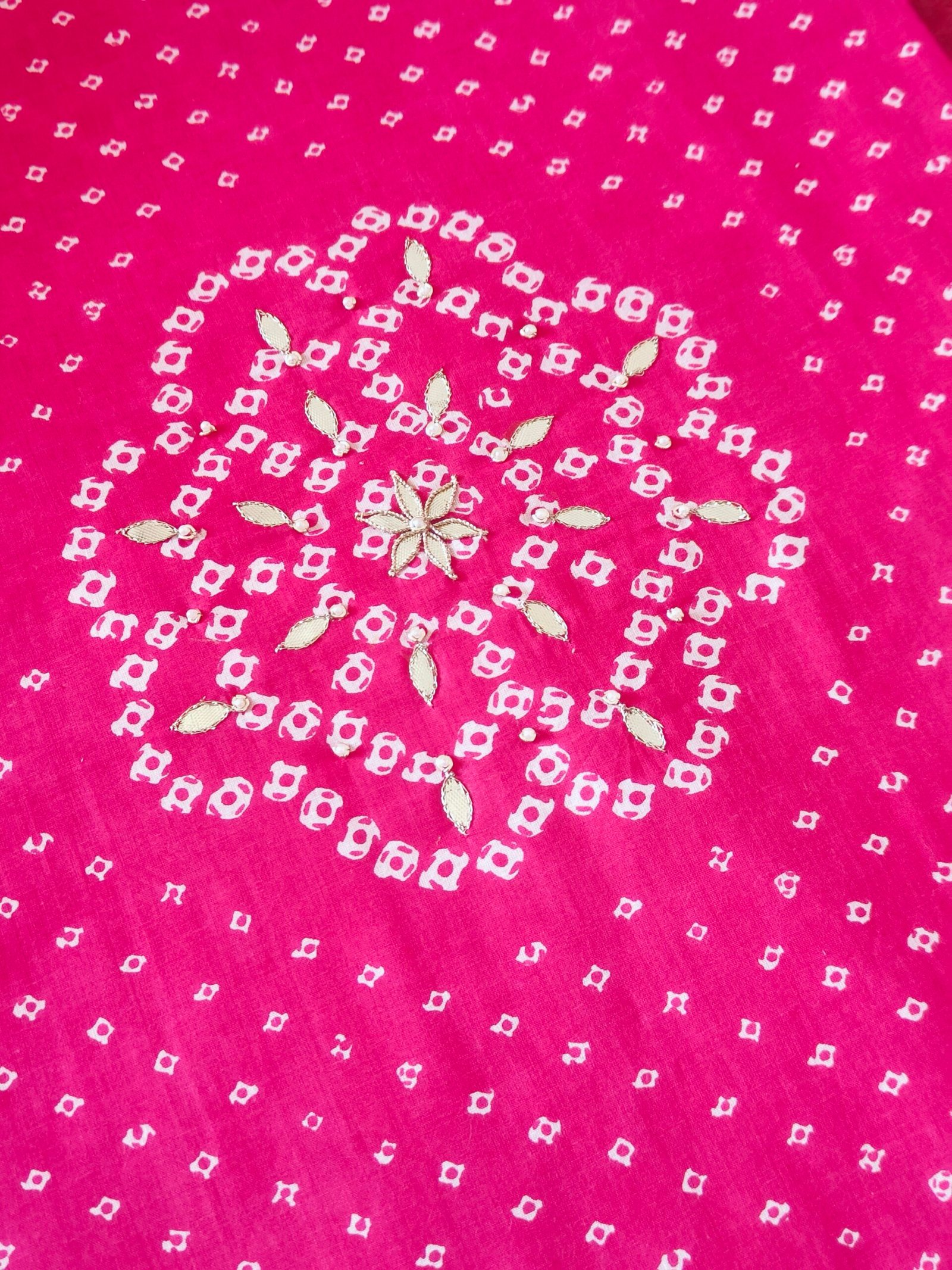 Pure Cotton Hand Gota and Moti Embroidered Salwars by Ikhtirah (Pink) - Image 2