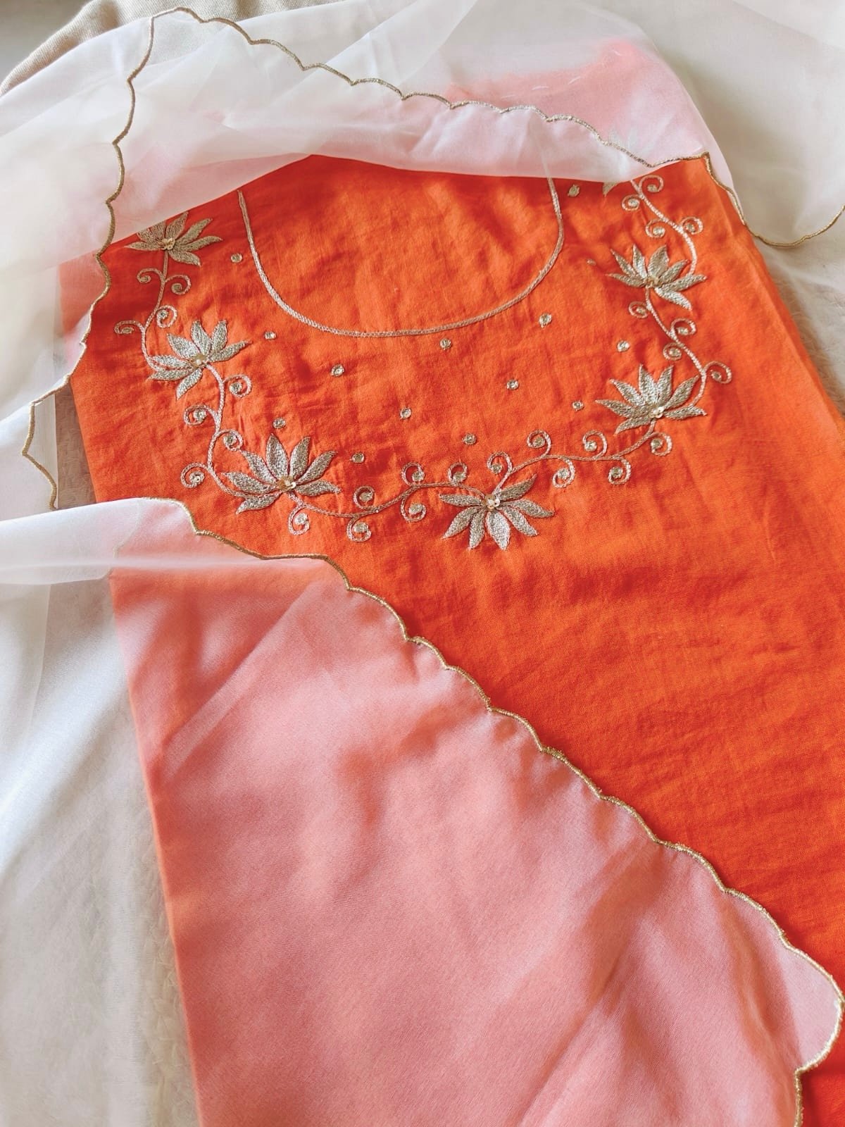 Hand Aari Embroidered Mul Chanderi Salwar by Ikhtirah - Image 5