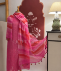 Hand Brush Painted Pure Cotton Kota by Kota with hand abla work Salwars by Ikhtirah (Pink)