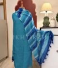 Hand Brush Painted Pure Cotton Kota by Kota with hand abla work Salwars by Ikhtirah (Blue)