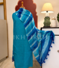 Hand Brush Painted Pure Cotton Kota by Kota with hand abla work Salwars by Ikhtirah (Blue)