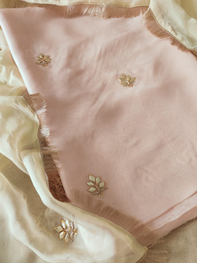 Hand Gota and Zardozi Embroidered Pure Upada Silk Salwar by Ikhtirah
